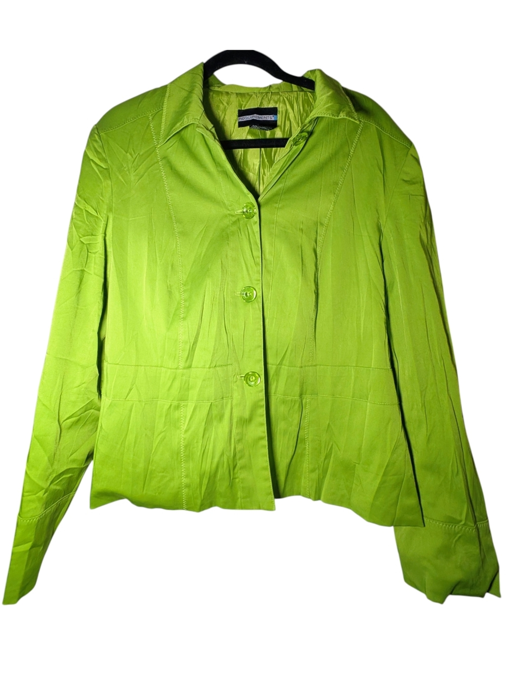 Requirements Lime Green Button Front Blazer Jacket Size 18 EUC